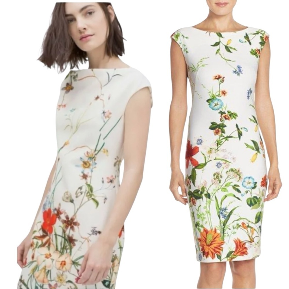 Zara Floral Mini Dress in White Size Large Made in Spain